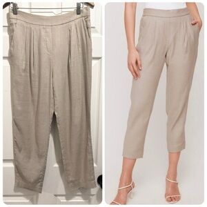 Aritzia Babaton Cohen Mid Rise Slim Leg Ankle Trousers Pants Linen Blend Size 8